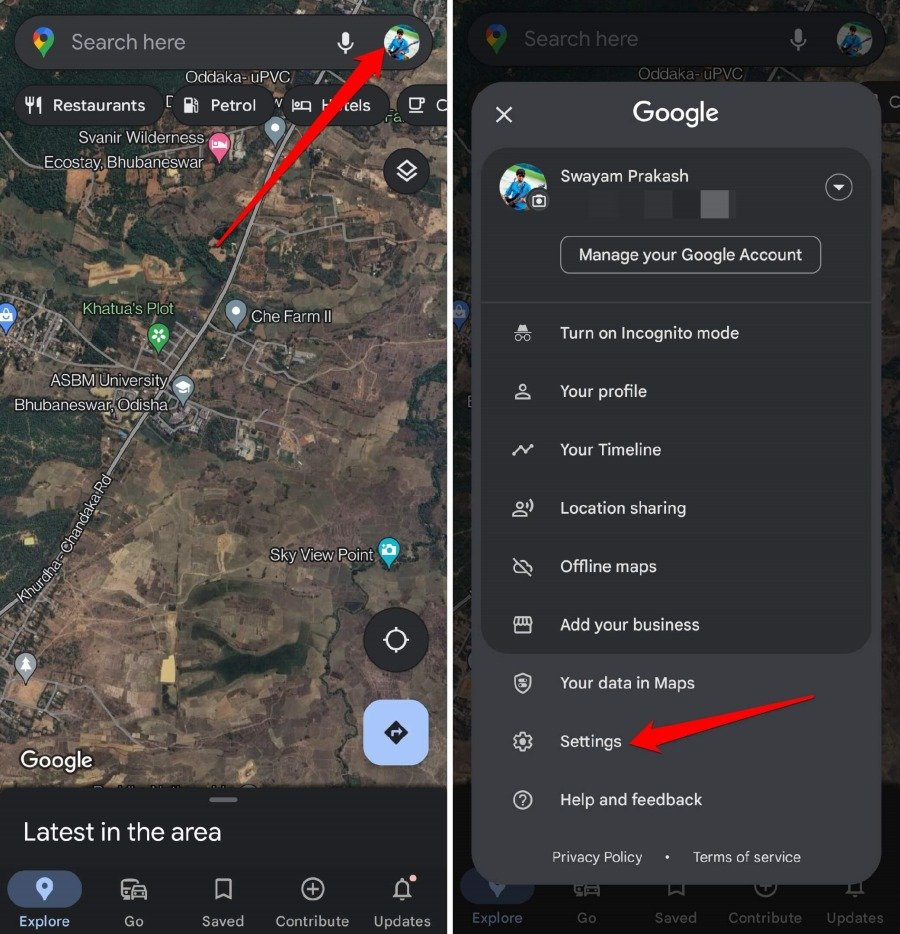 google map settings