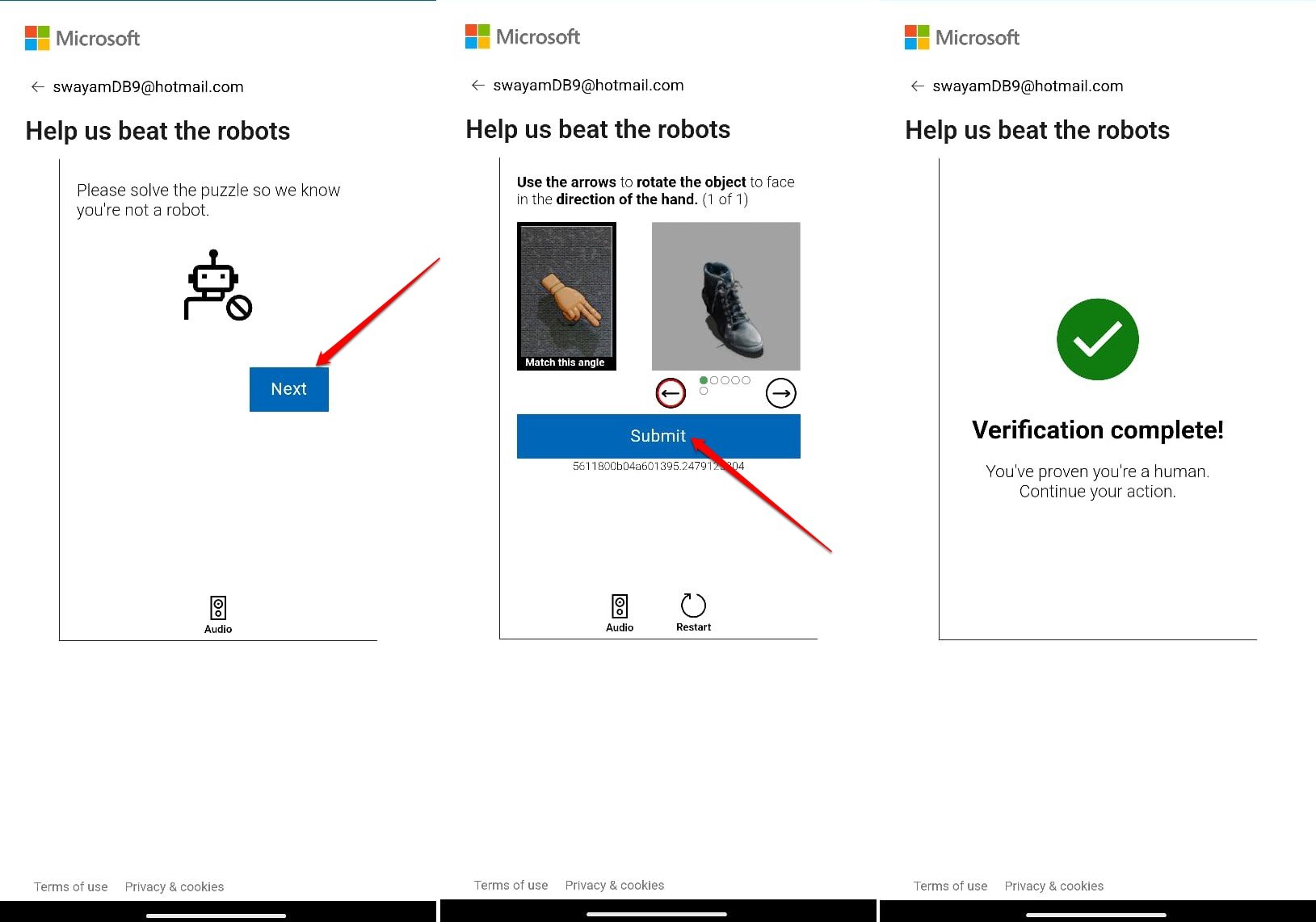 hotmail account verification on phone