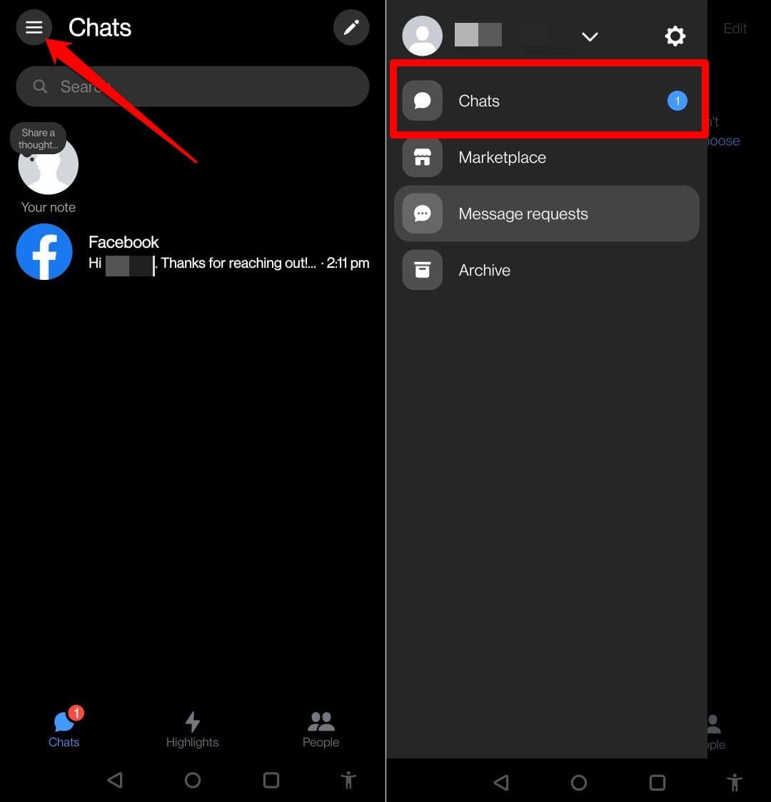 how to access Messenger Chats Android