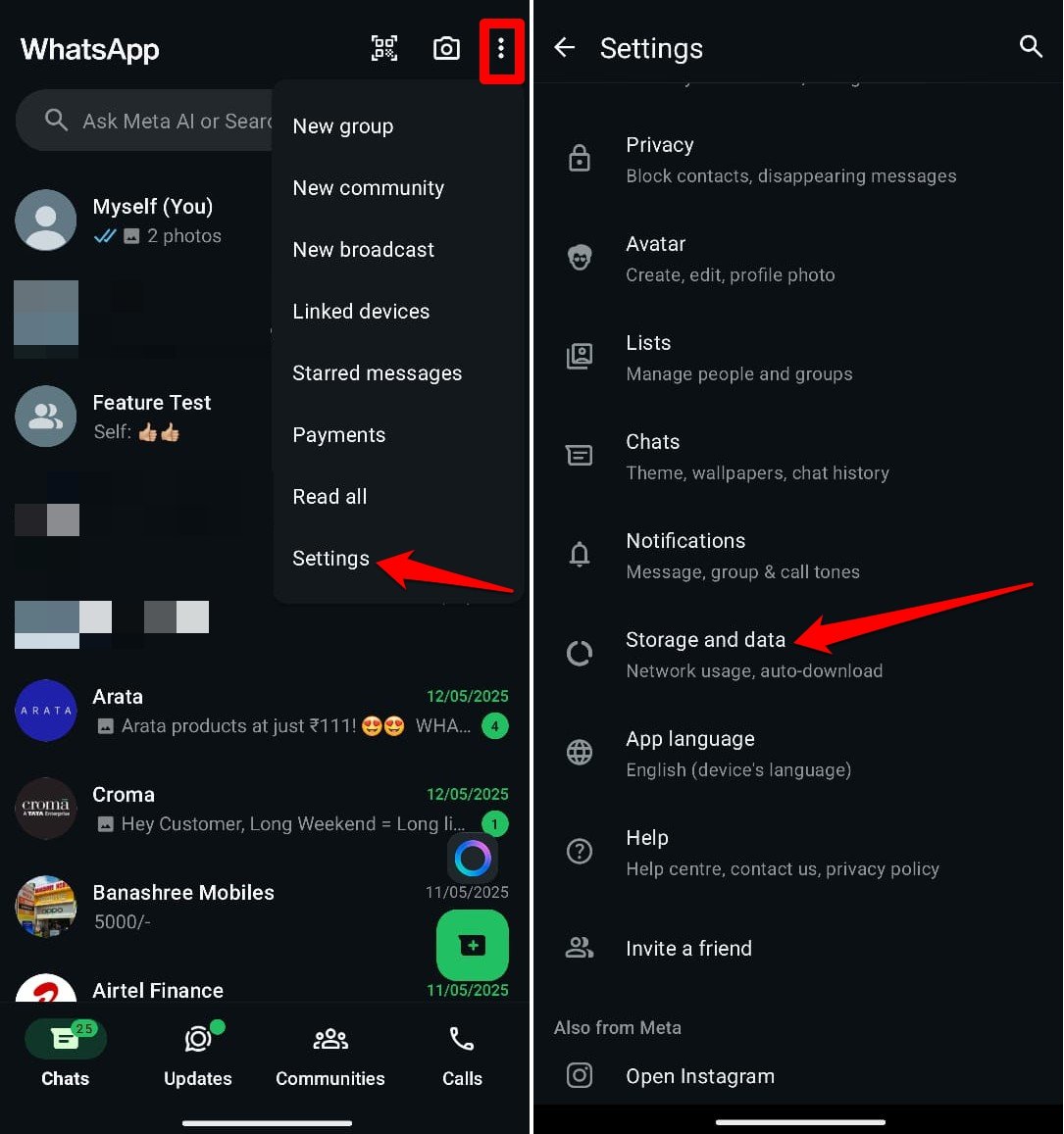 how to access WhatsApp storage and data