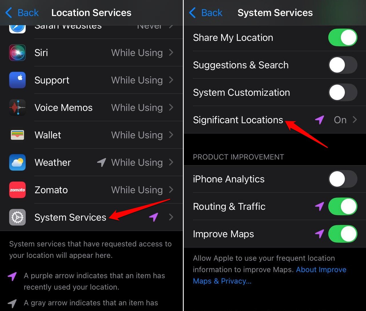 how to access significant locations in iPhone
