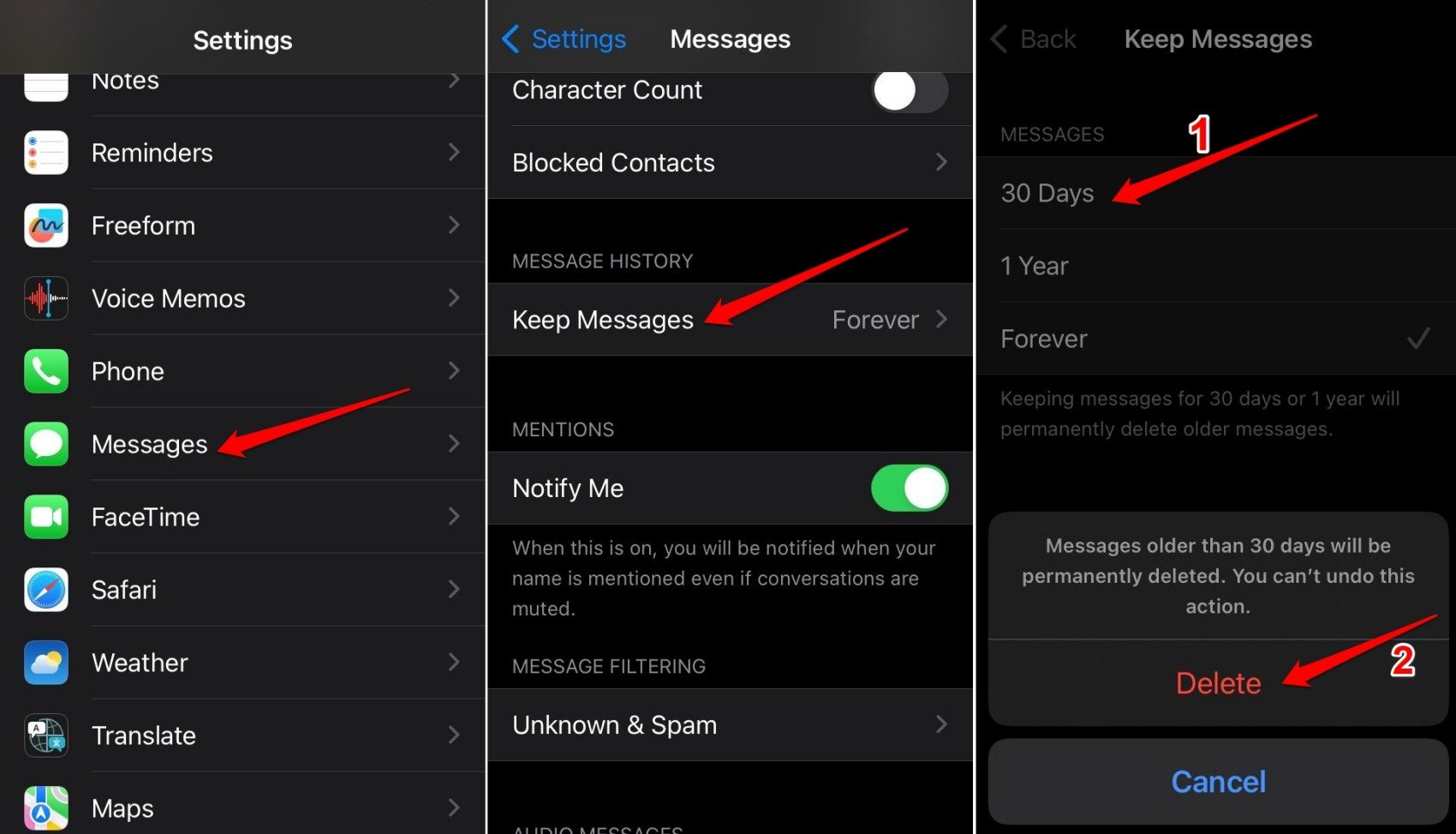 how to auto delete older messages on iPhone