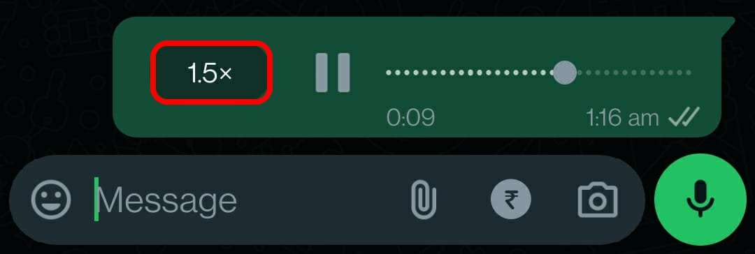how to change the playback speed of WhatsApp voice message