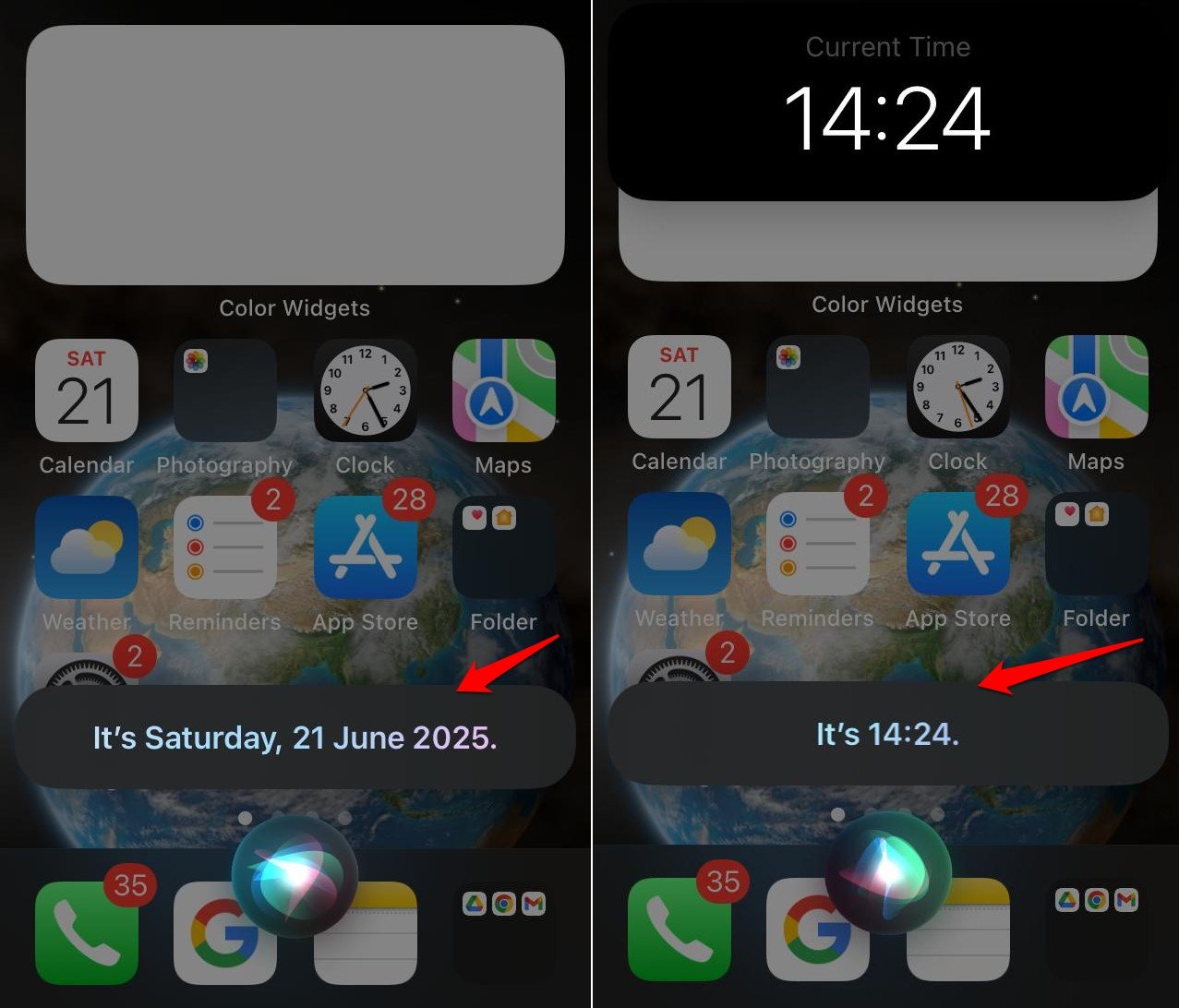 how to check date and time in iOS using Siri