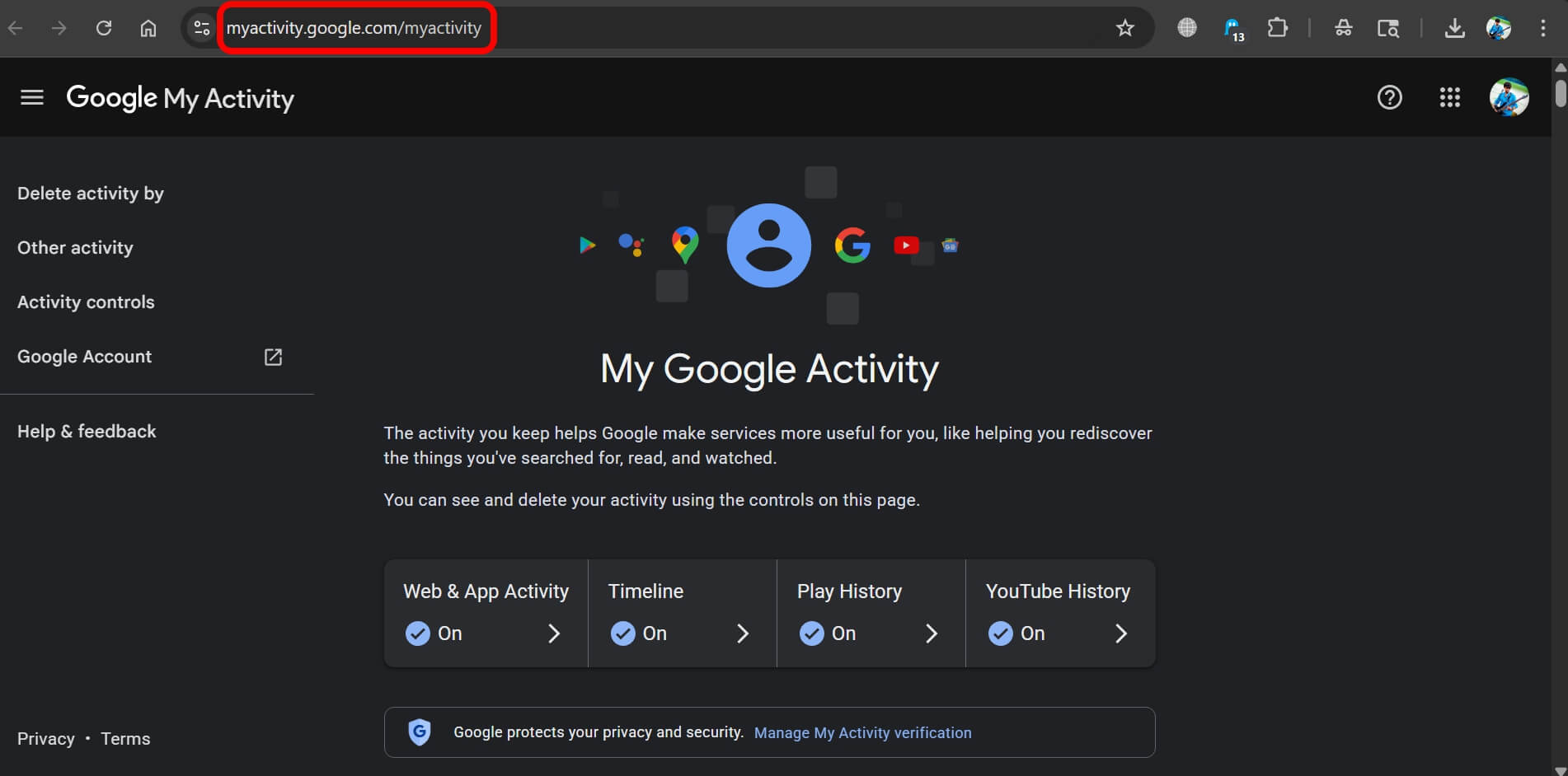 how to check google activity in account