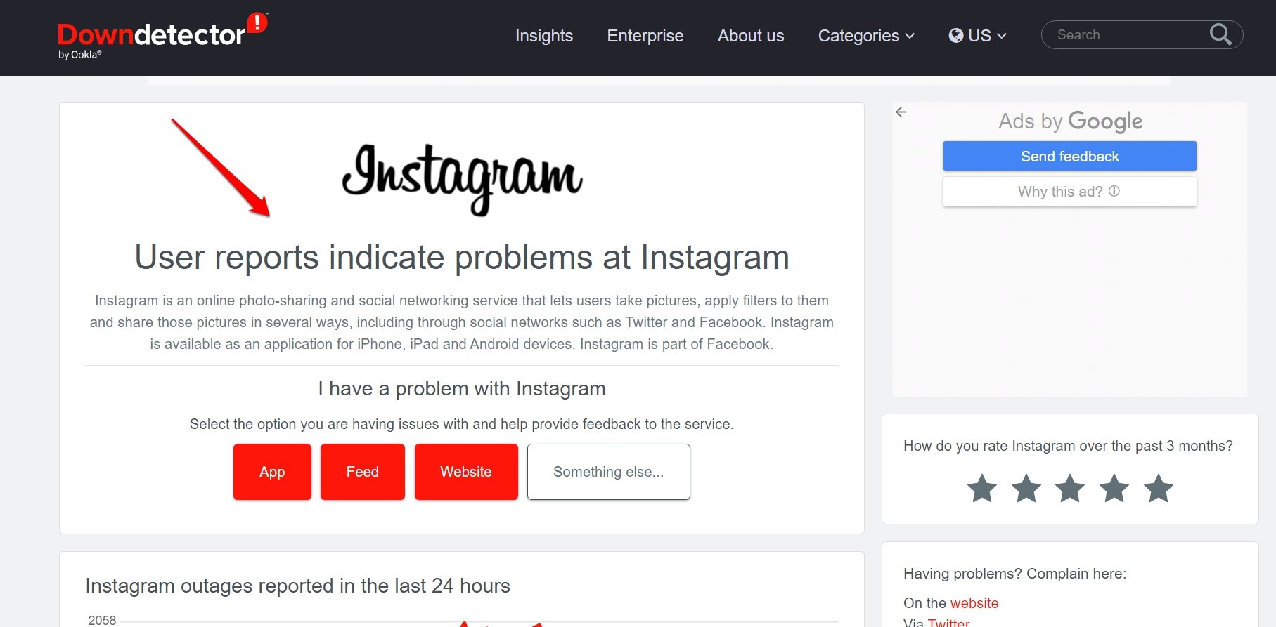 how to check if Instagram is down