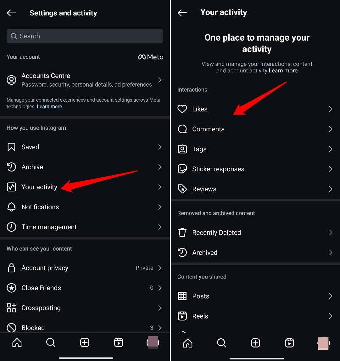 how to check my activity log in Instagram