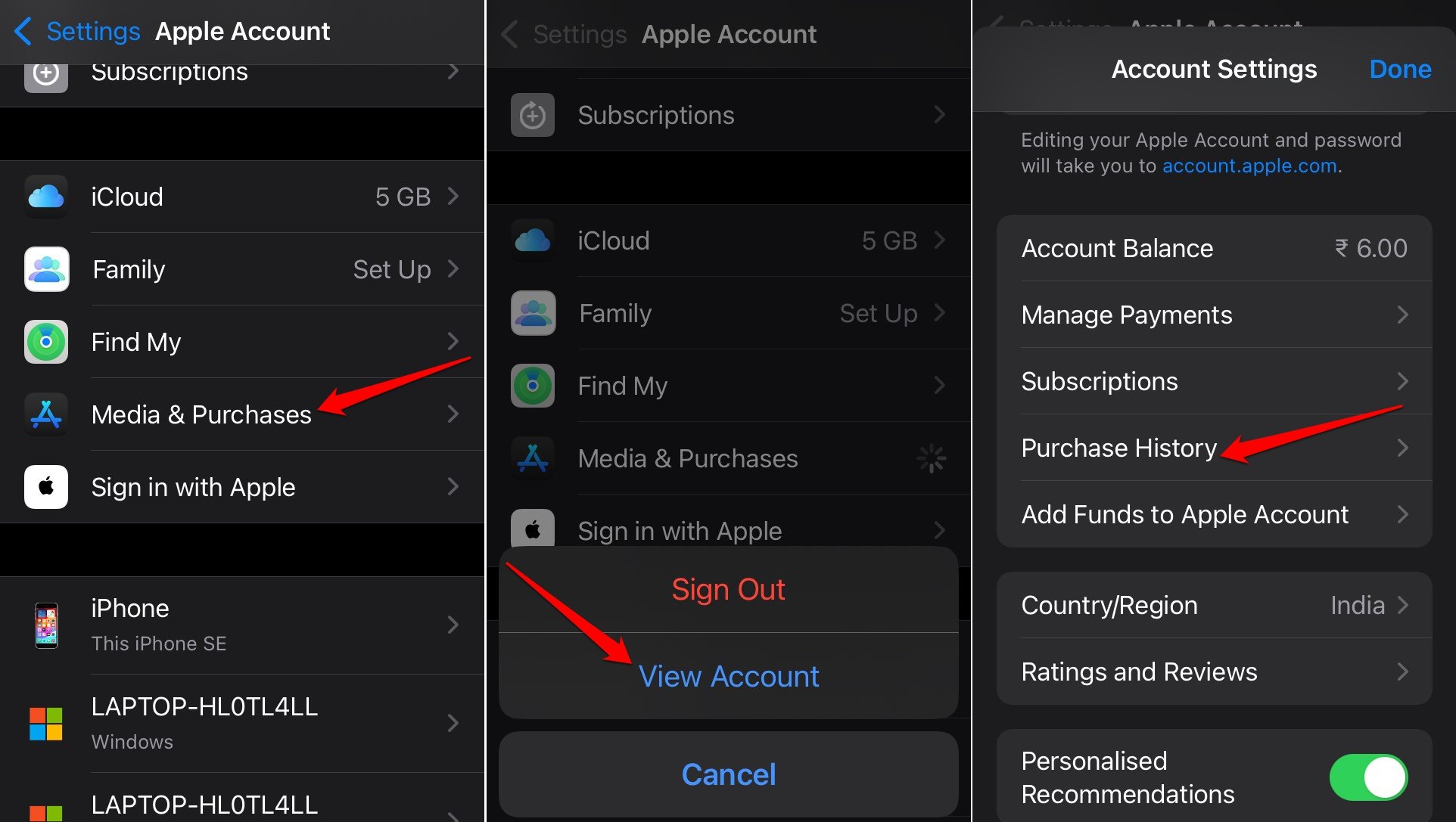 how to check purchase history in iOS