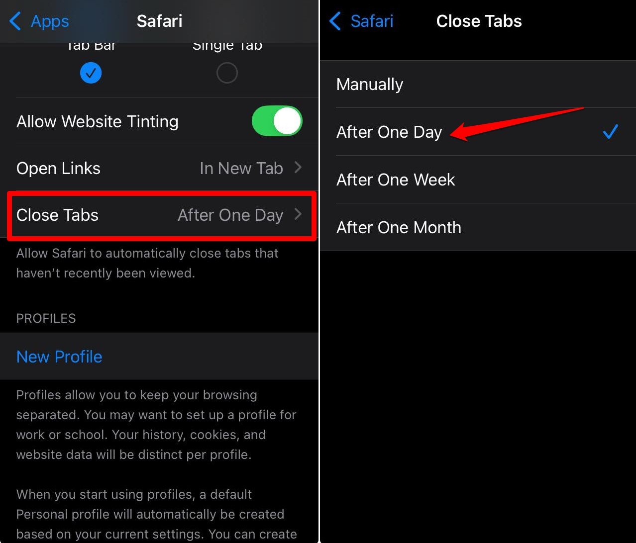 how-to-close-unused-open Safari tabs automatically on iPhone