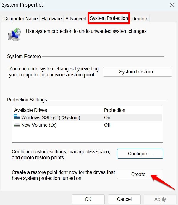 how to create a restore point in Windows 11