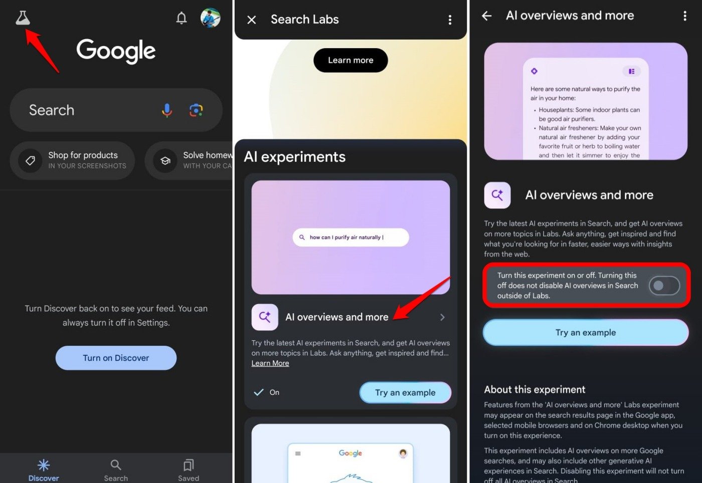 how to disable Google search AI Overview