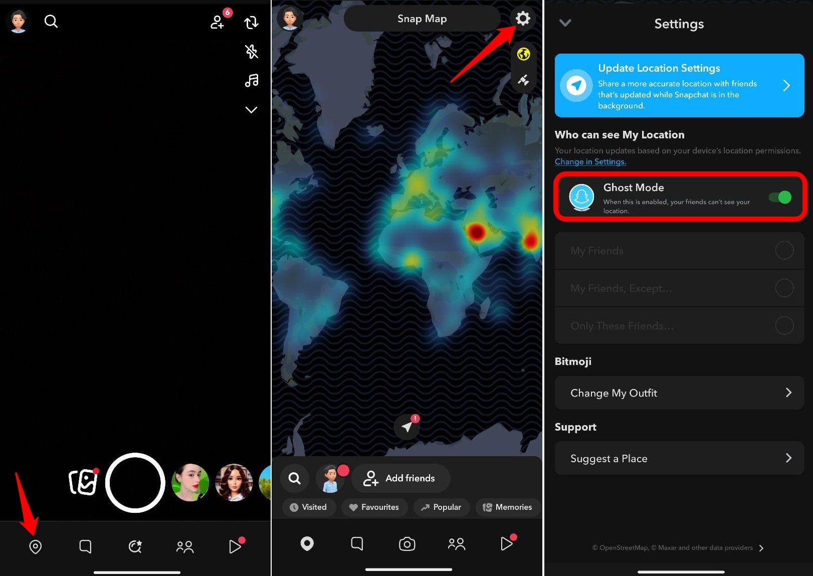 how to enable ghost mode on Snapchat