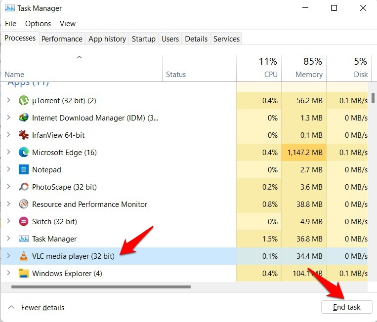 how to end task of an app in windows 11