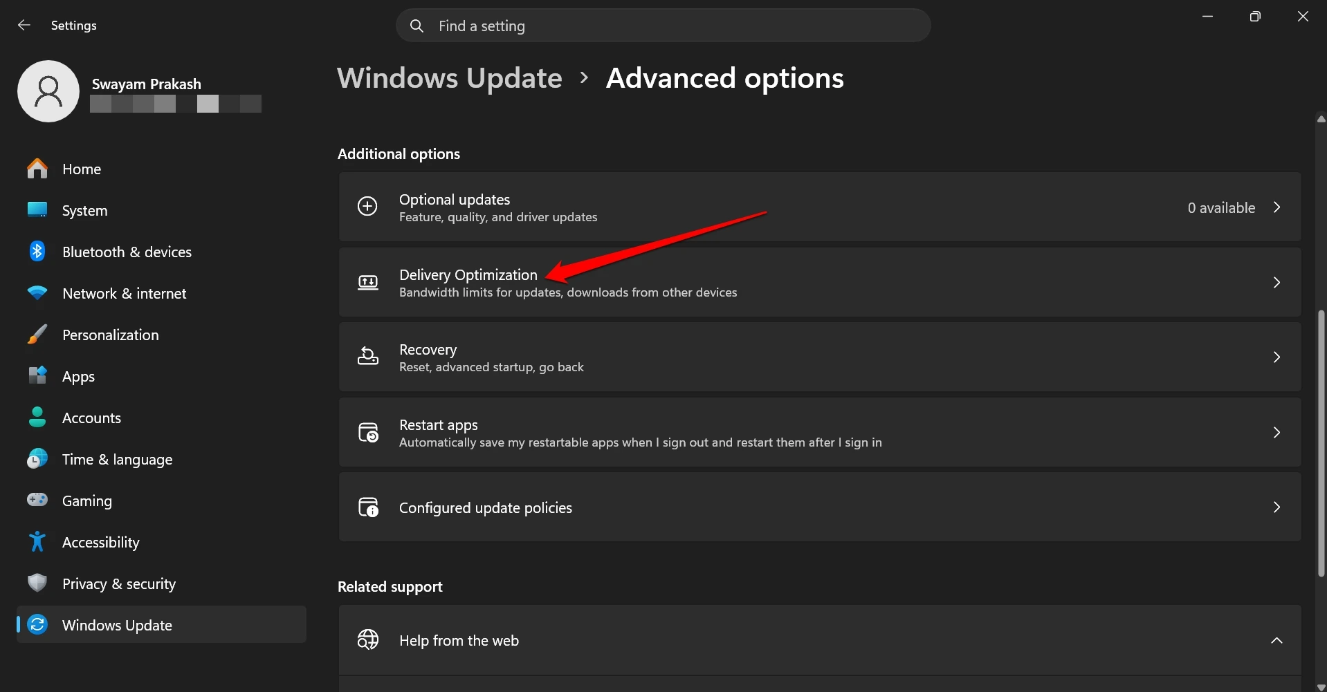 how to find windows 11 settings advanced options