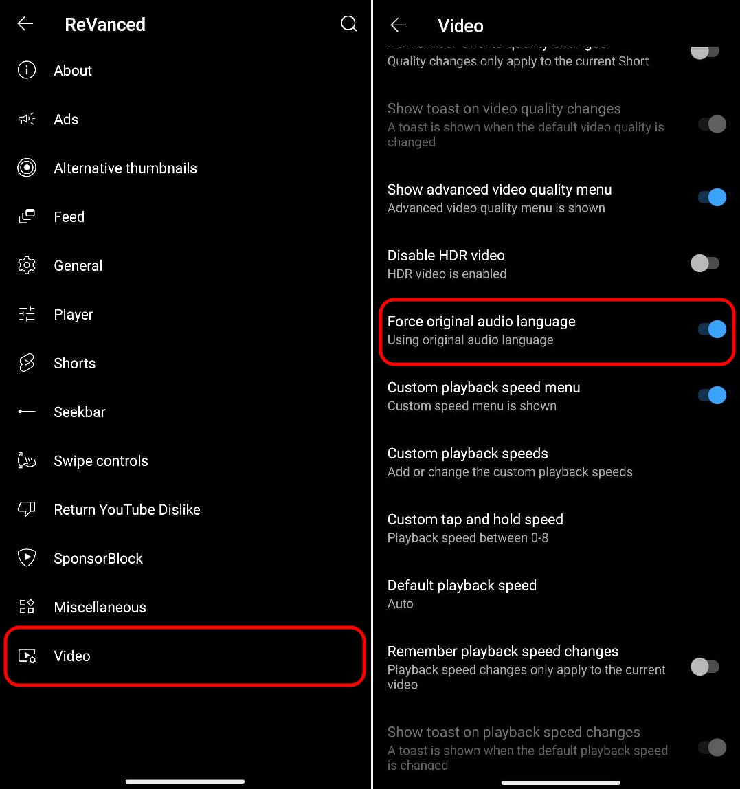 how to force original audio track in YouTube videos