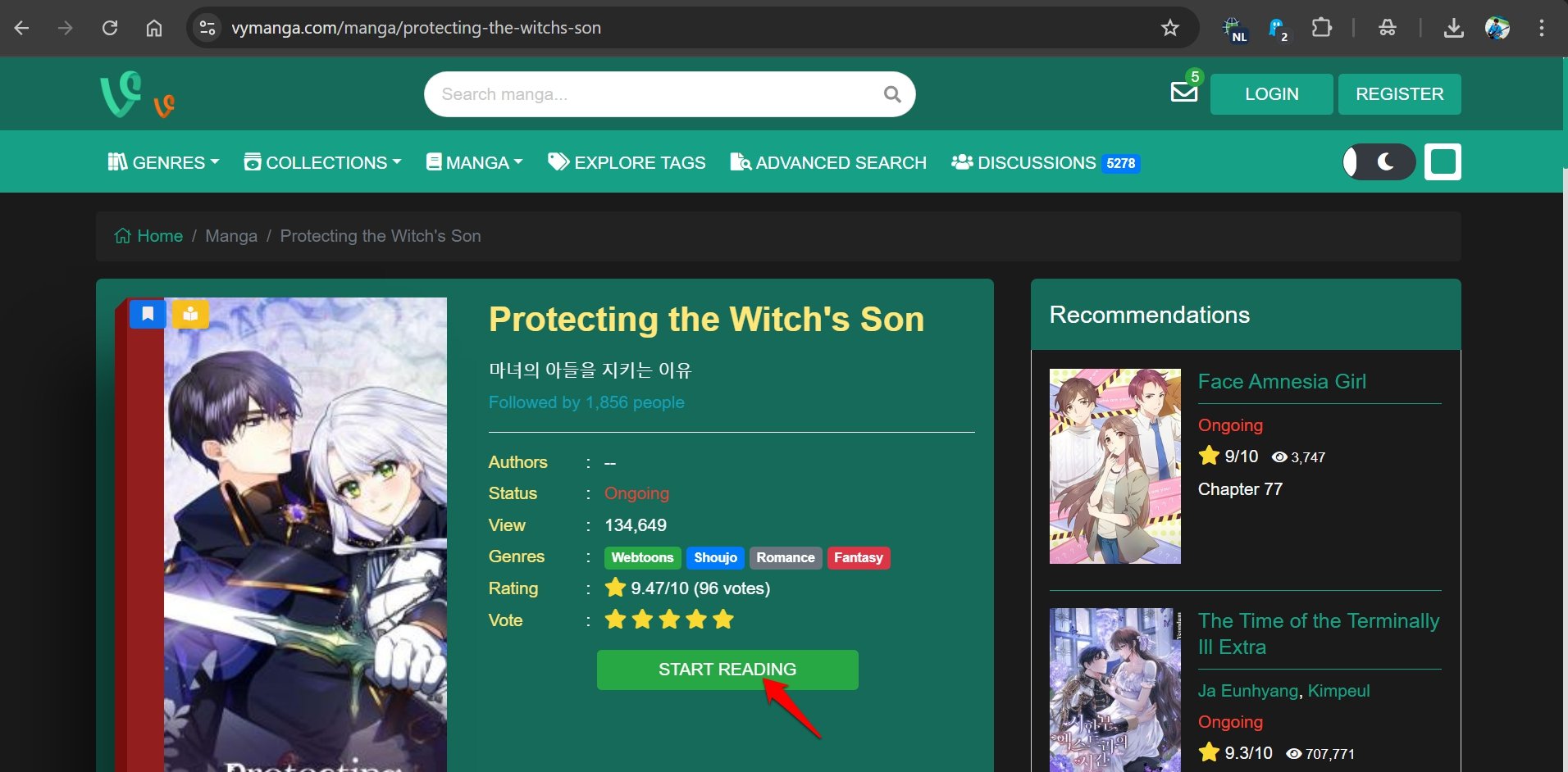 how to open a manga on Vyvymanga