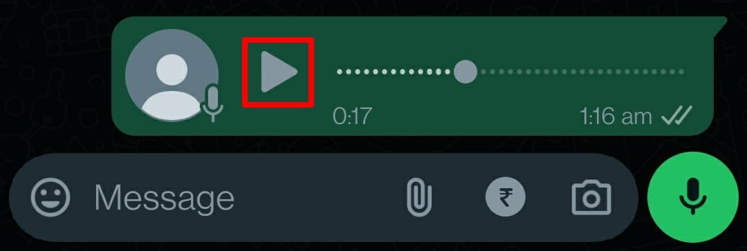 how to play a voice message in WhatsApp