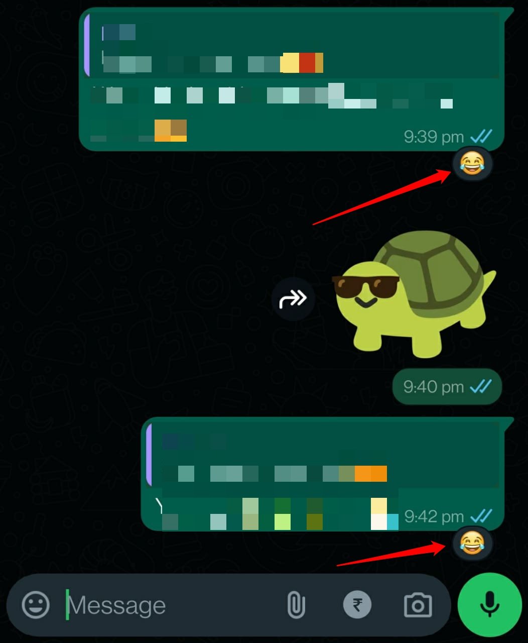 how to react to a WhatsApp message with emoji