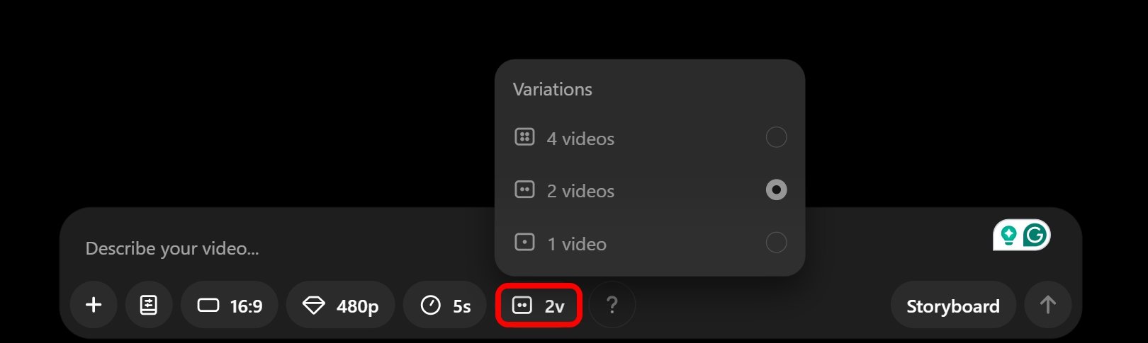 how to select video variations in Sora