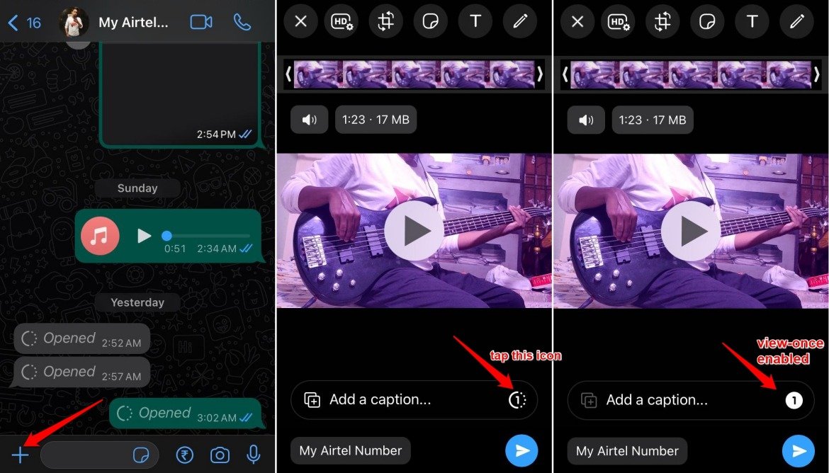 how to send a view once video in WhatsApp