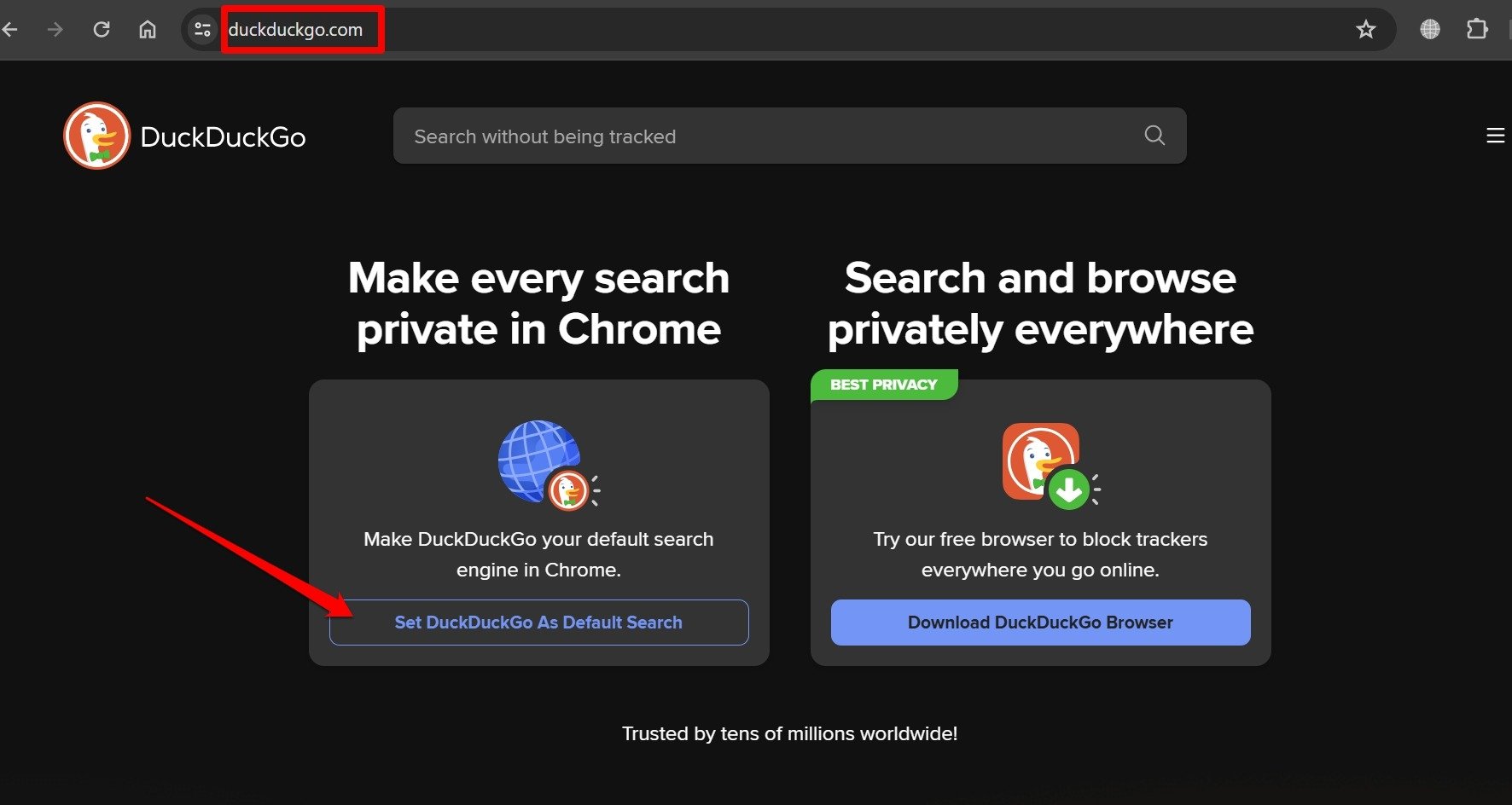 how to set duckduckgo as default search engine