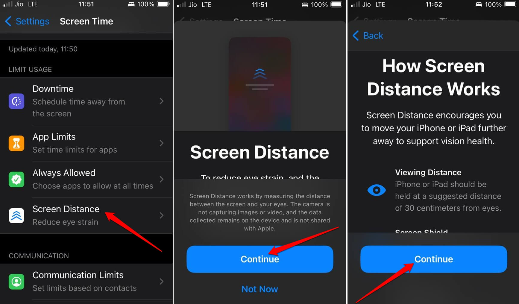 how to setup iOS 17 screen distance feature