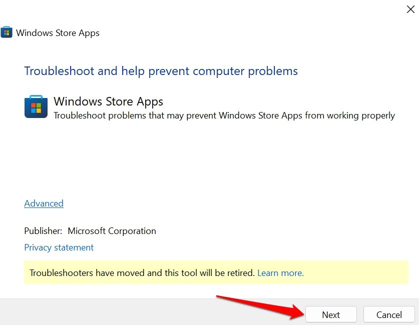 how to use Windows store troubleshooter