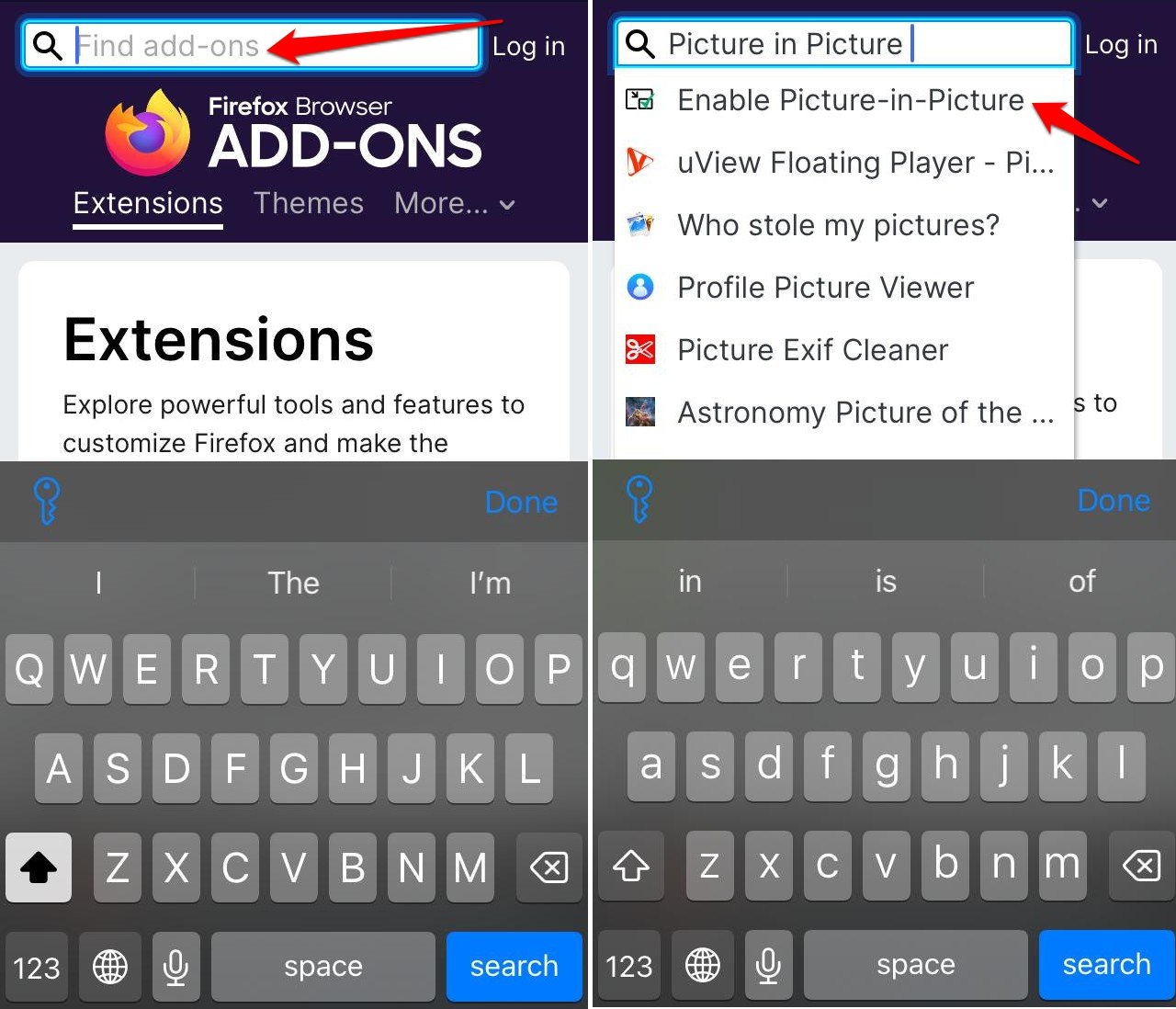 how to use picture in picture mozilla addon in iOS