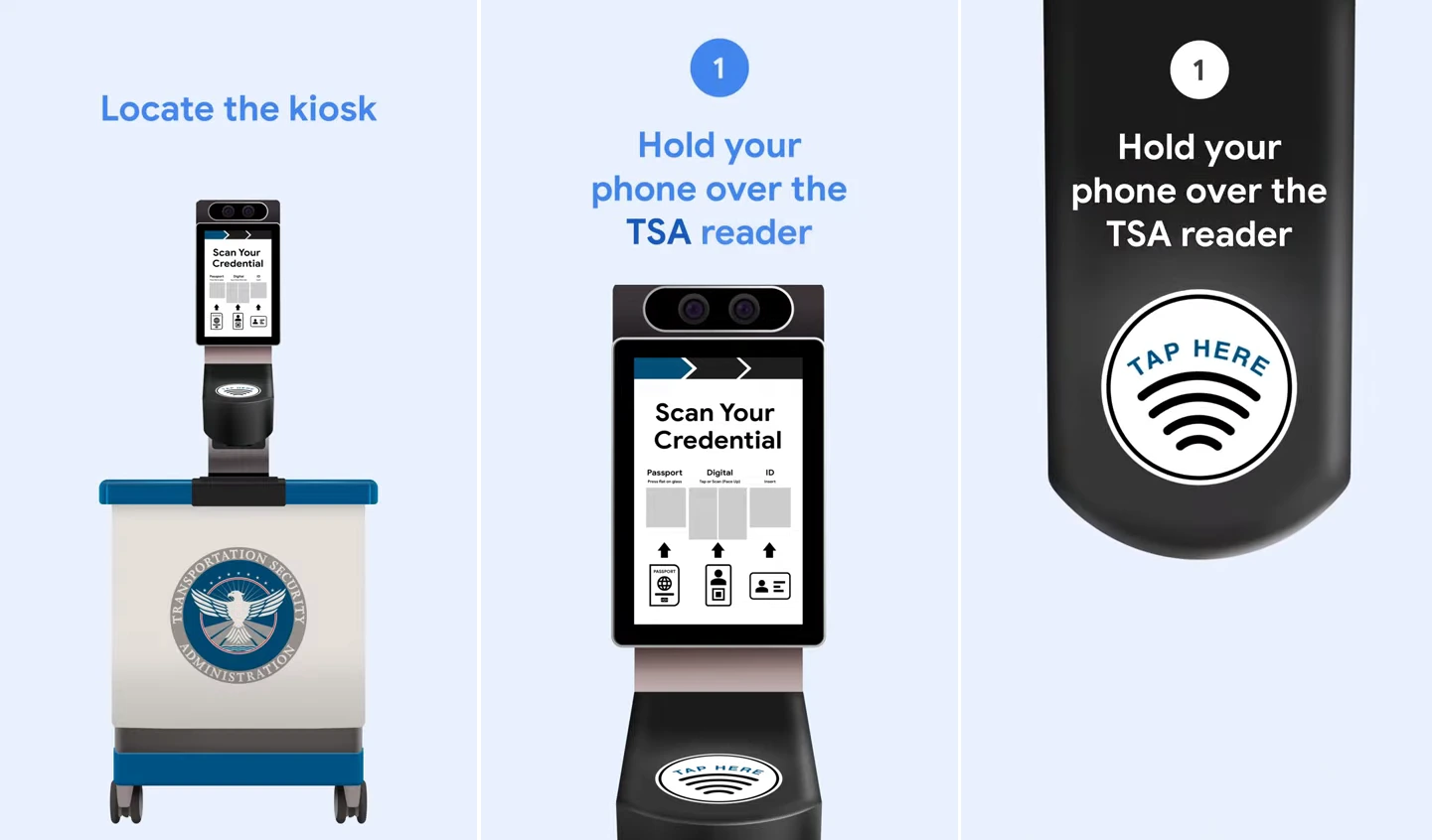 how to use the Google wallet ID pass at TSA kiosk