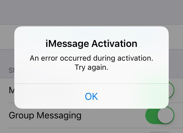 iMessage FaceTime Activation error iOS