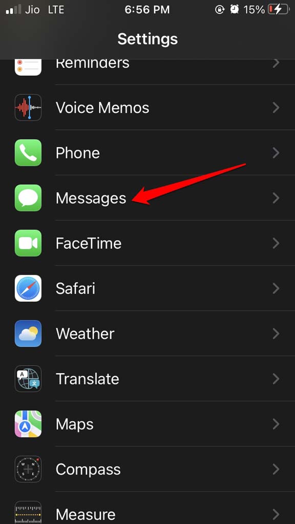 iOS Messages settings