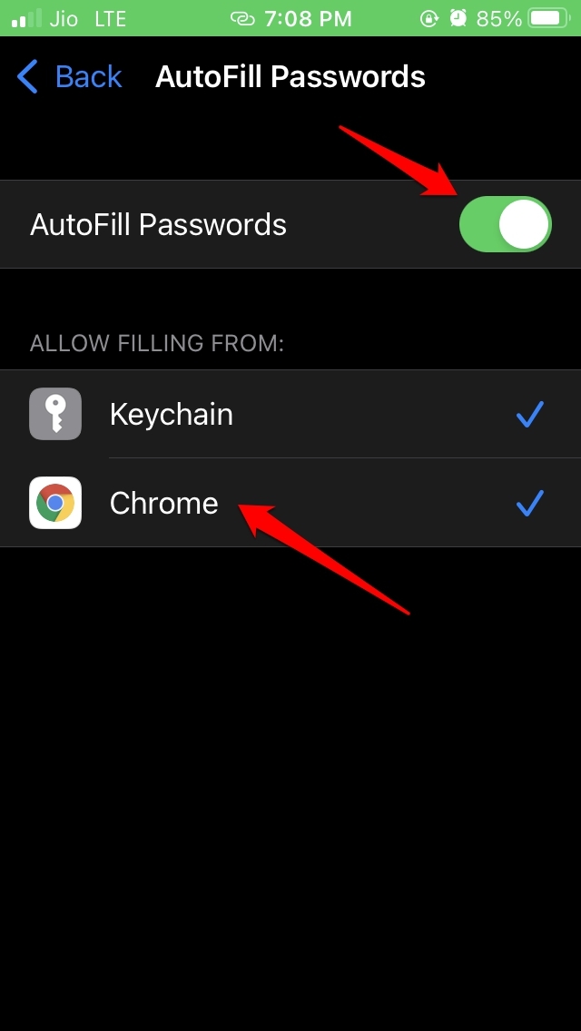 iOS enable password autofill for Chrome