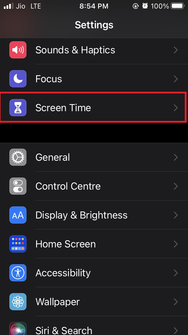 iOS screen time