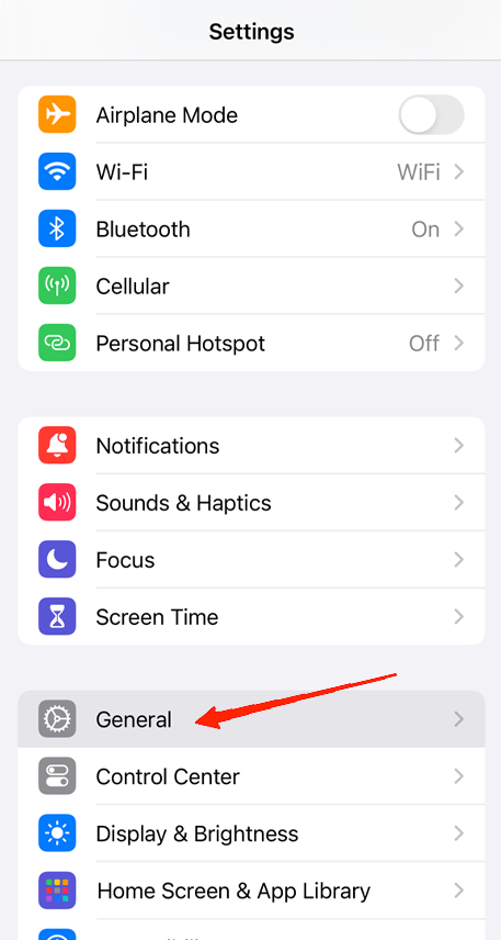 Launch device Settings and go to General.