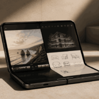 iPhone Ultra Fold concept lying on ground