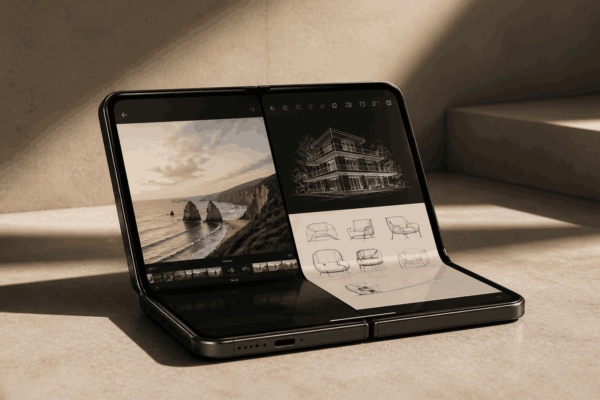 iPhone Ultra Fold concept lying on ground
