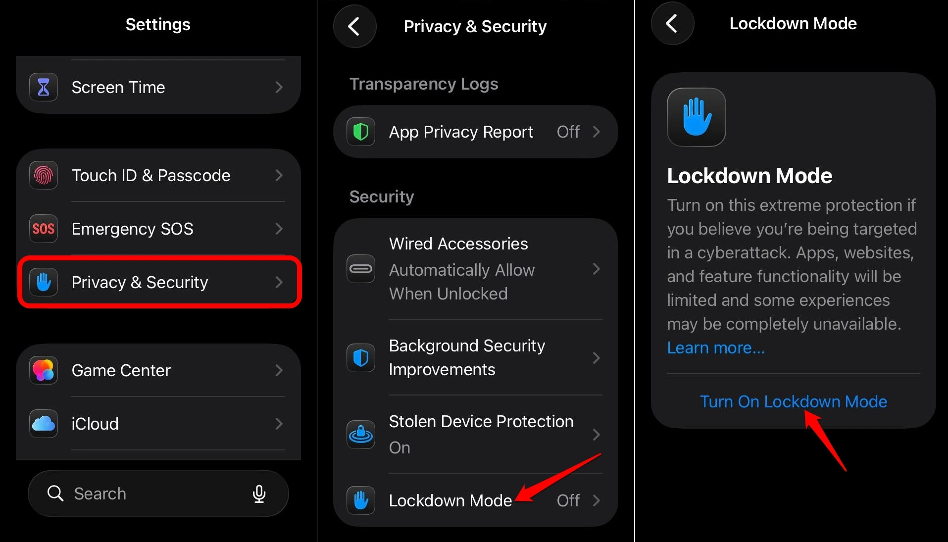 iPhone lockdown mode