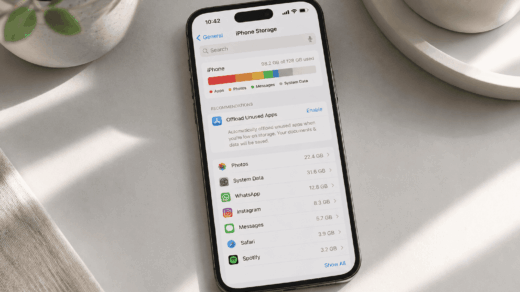 iPhone storage showing near full