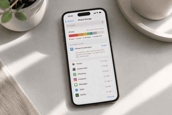 iPhone storage showing near full
