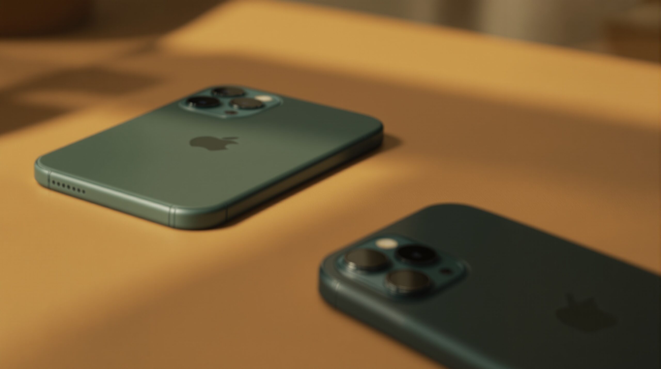 iOS 27 may drop four iPhones, if you own one. Here’s what happens next iPhone 11 Pro in matte midnight green resting slightly out of focus on a warm beige surface, with a newer iPhone 17 Pro in sharp focus in the foreground on the same surface, soft cinematic side lighting with subtle directional shadows, no people, no hands, no text, photorealistic, 16:9