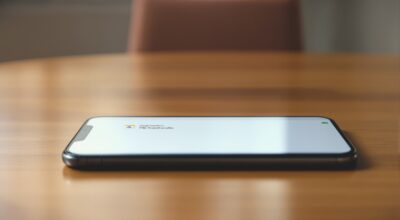 A Google Pixel 10 Pro and an iPhone 17 lying flat next to each other on a warm wooden table