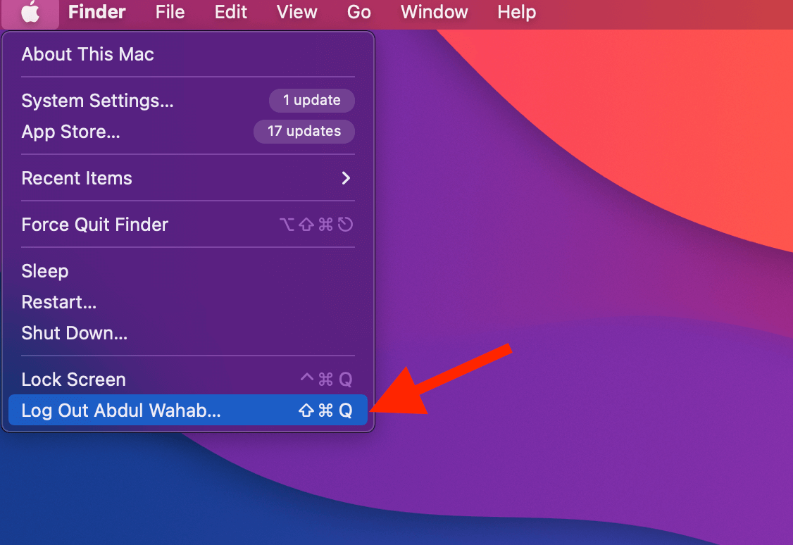 Log out Mac