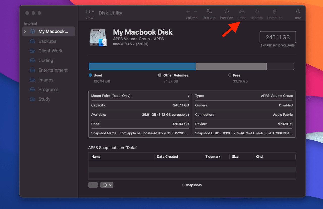 Erase MacBook Disk Mac