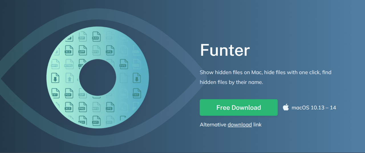 Funter to show hidden files