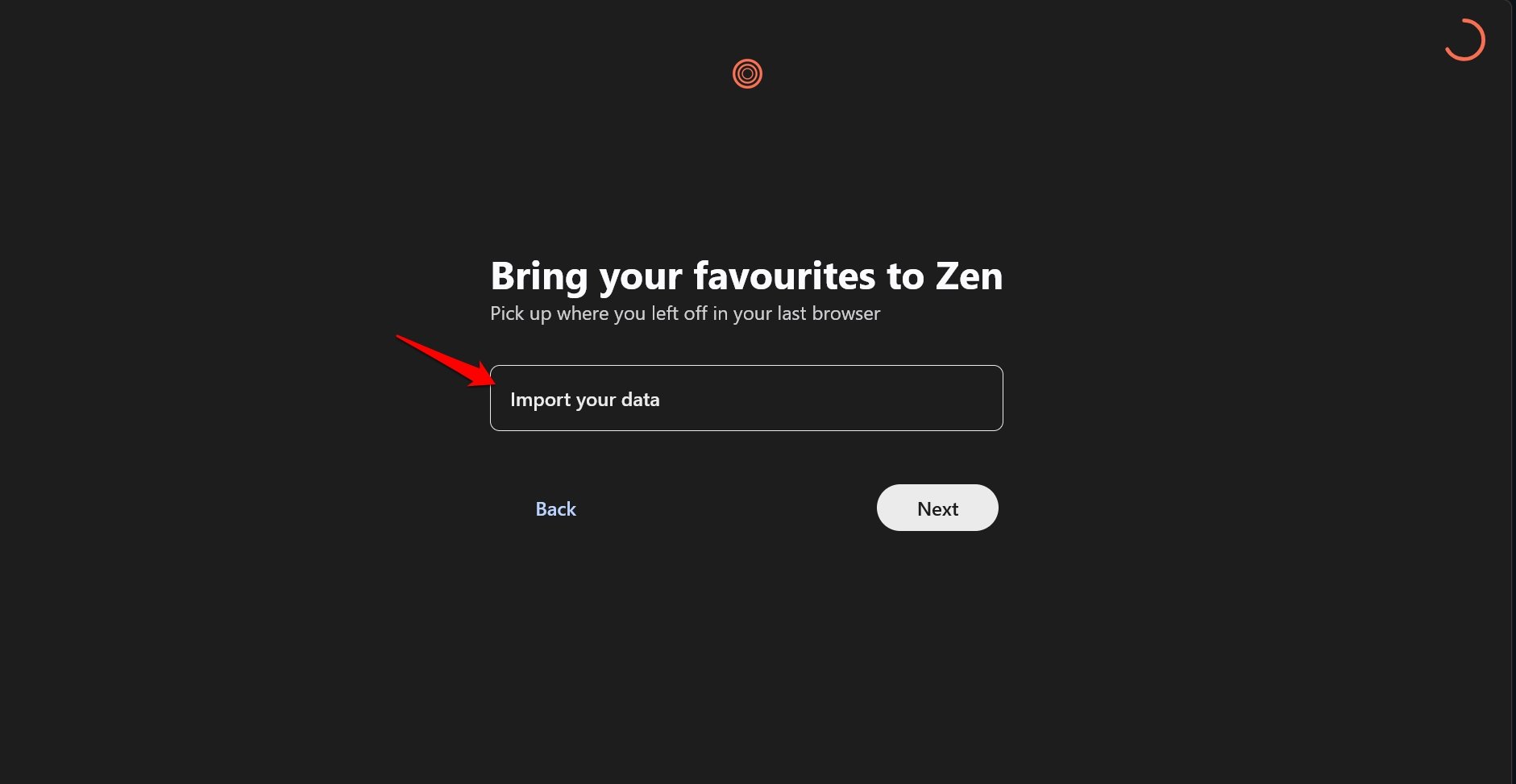 import your data to Zen browser