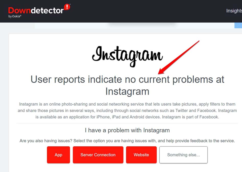 instagram downdetector status