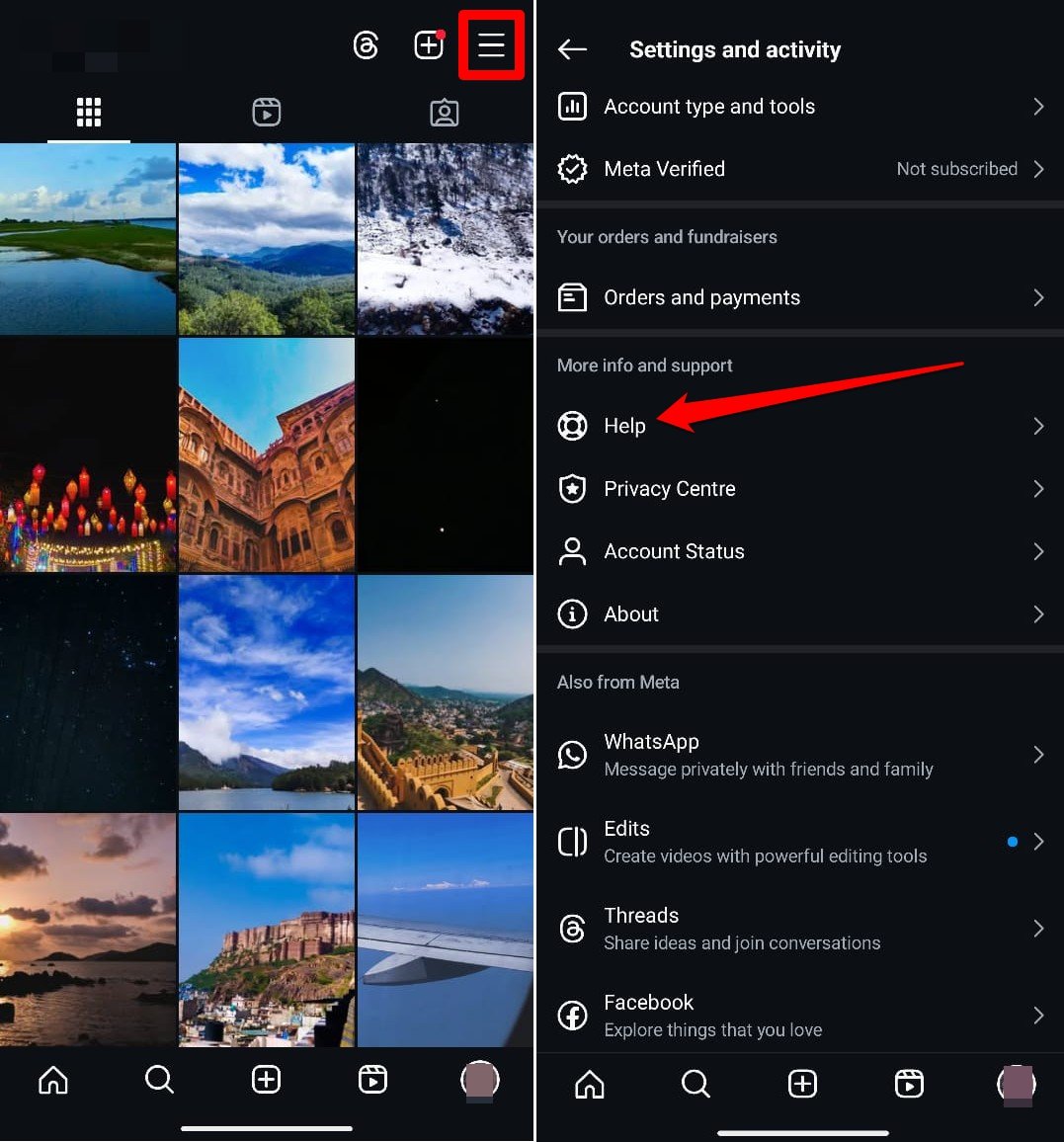 instagram help
