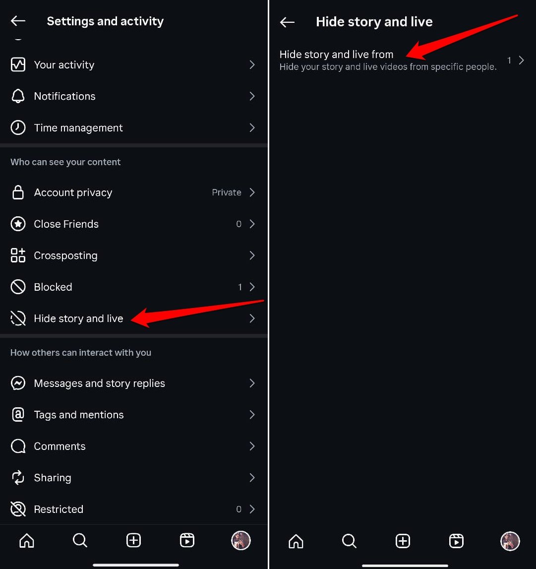 instagram hide story and live