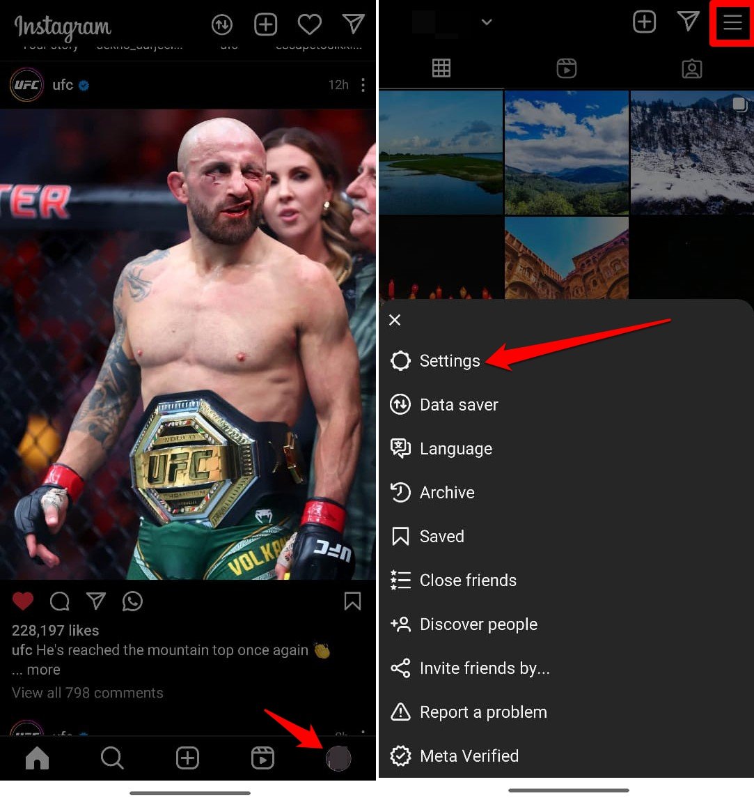 instagram lite settings