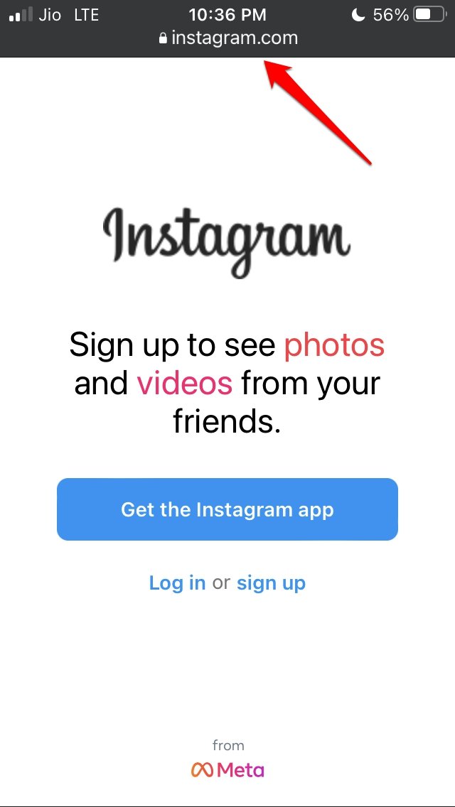 instagram web on iPhone browser app